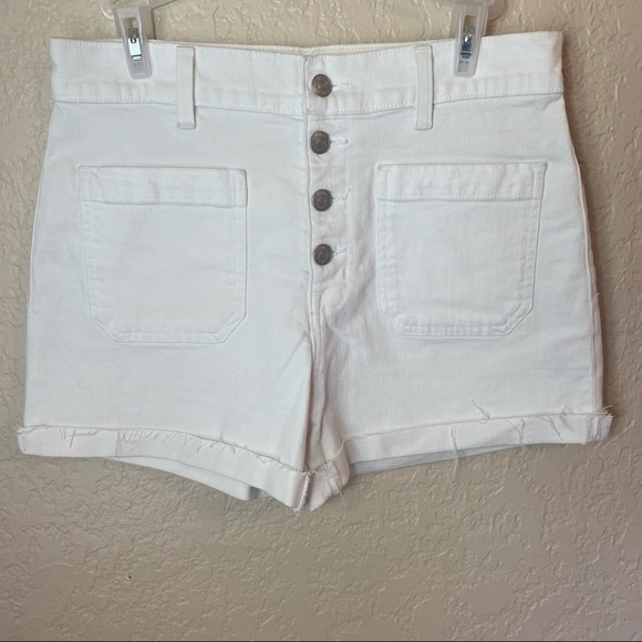 Madewell High Rise Denim Boyshorts in Tile White Size 28 - Picture 3 of 8